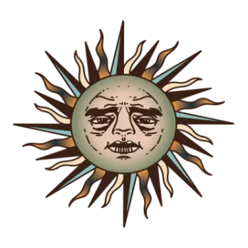 a drawing of a sun with a face on it