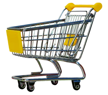 a shopping cart on a white background