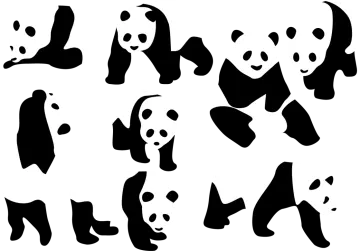 panda face silhouettes