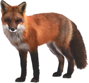 a red fox standing on a white background