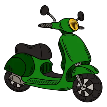 a green moped scr on a white background