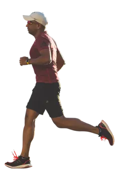 a man running on a white background