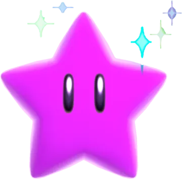 a pink star with two eyes on it