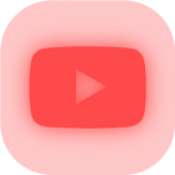 a white square icon with the youtube logo