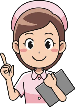 a nurse holding a tablet and pointing at it