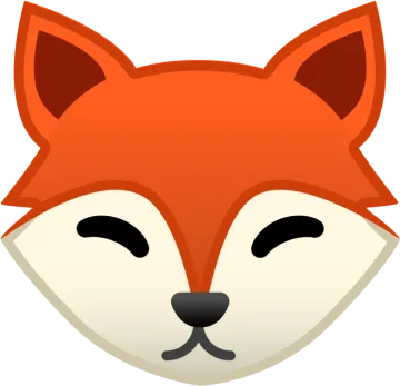a red fox face with black eyes