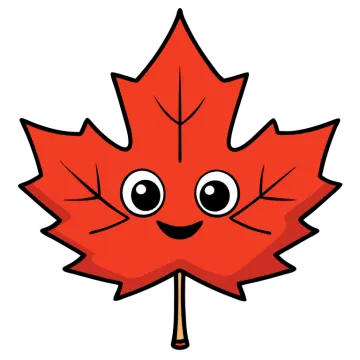 a red maple leaf with a smiley face