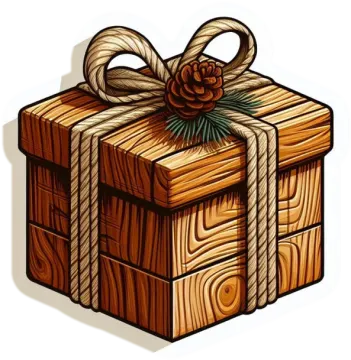 a wooden box with a bow on top