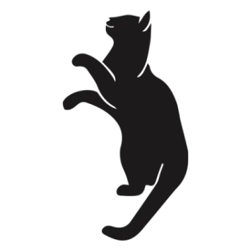 a black and white silhouette of a cat
