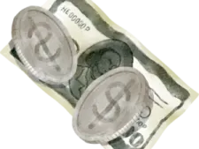 a pair of coins sitting on top of each other one