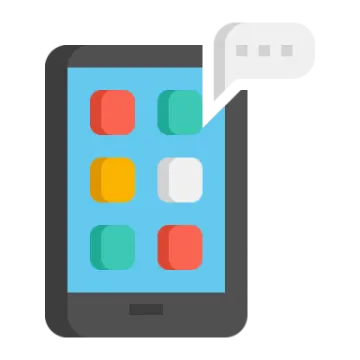 a smartphone with speech bubbles on the screen