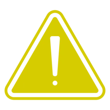 a yellow warning sign on a white background