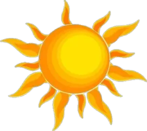 a yellow sun on white background