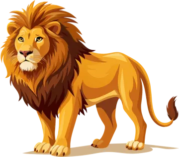 a lion standing on a white background