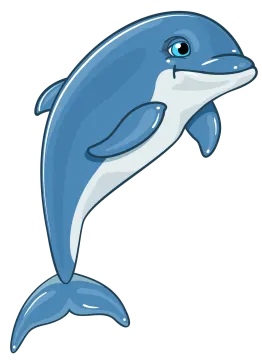 a blue dolphin jumping in the air