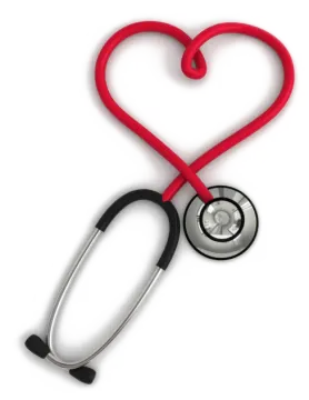 a red heart with a stel on it