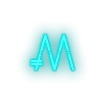 a blue neon sign with the letter m on it