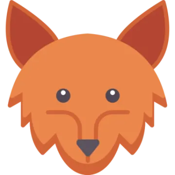 an orange fox head with a black nose