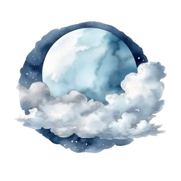 a watercolor painting of the moon and clouds