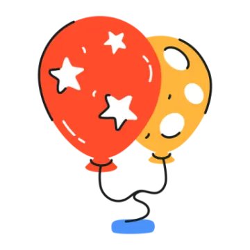 a drawing of two red and yellow balloons