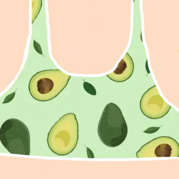 a woman's bra top with avocas on it