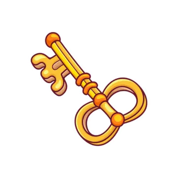 a golden key on a white background