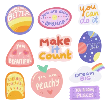 a set of colorful stickers with the words make out