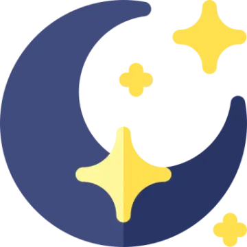 a crescent with stars in the middle