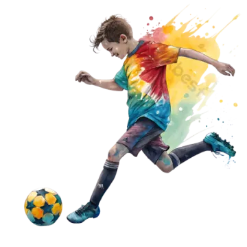 a young boy kicking a soccer ball