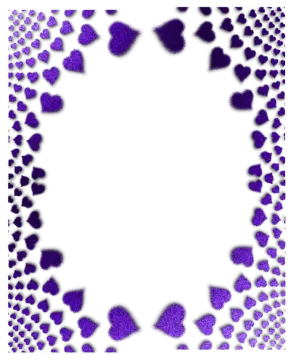 a frame with purple hearts in the middle