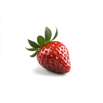 a strawberry with a green leaf on top
