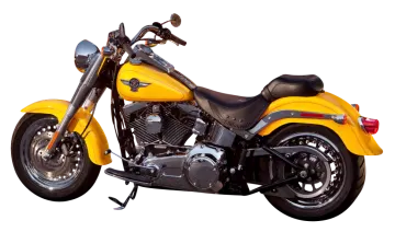 a yellow motorcycle on a white background