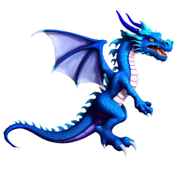a blue dragon with purple wings