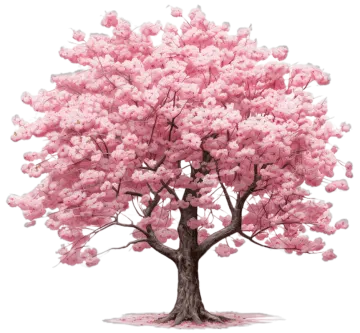 a tree with pink flowers on it