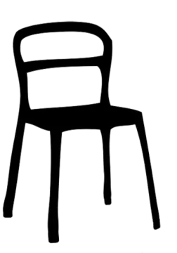 a black and white silhouette of a chair