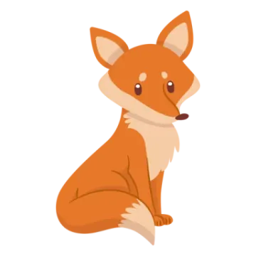 a cartoon fox sitting on the ground