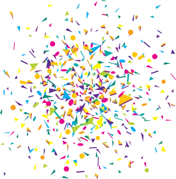 a colorful explosion of confectional shapes