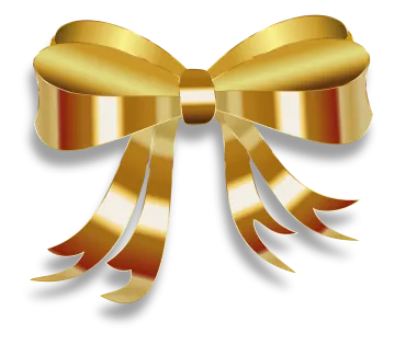 a gold bow on a white background