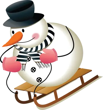 a snowman sitting on a sler
