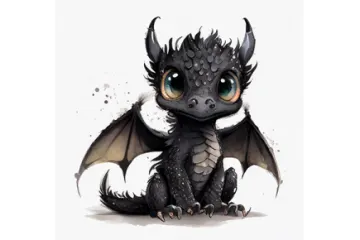 an illustration of a baby dragon with big eyes