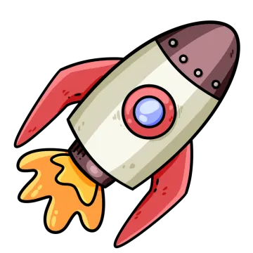 a red and white rocket with blue eyes