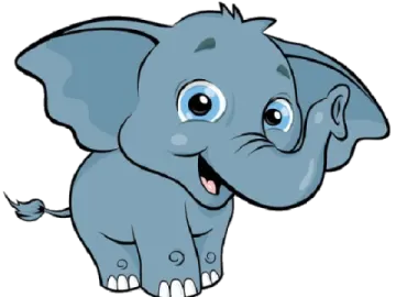an elephant with blue eyes and a white background