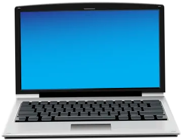 a laptop computer with a blue screen