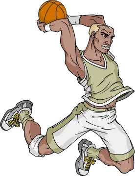 a basketball player with a ball in his hand