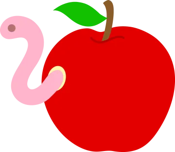 an apple with a worm inside of it