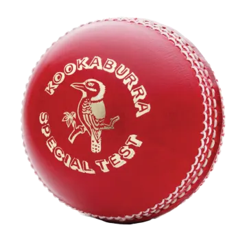 a red leather cricket ball with white stitching