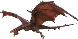 a red dragon flying through the air