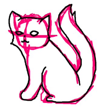 a black and white drawing of a cat