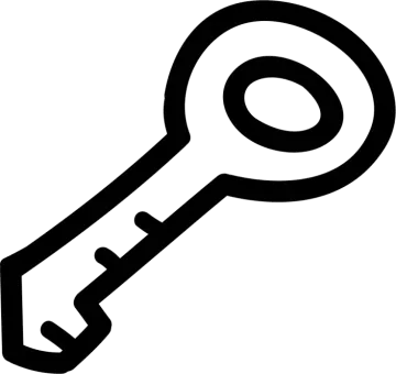 a black and white image of a key