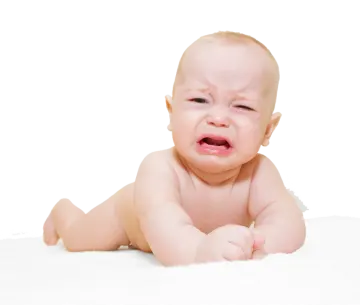 a baby laying on its back on a white blanket
